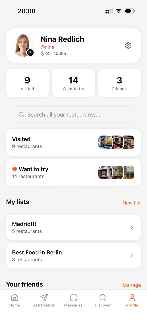 Your restaurant profile